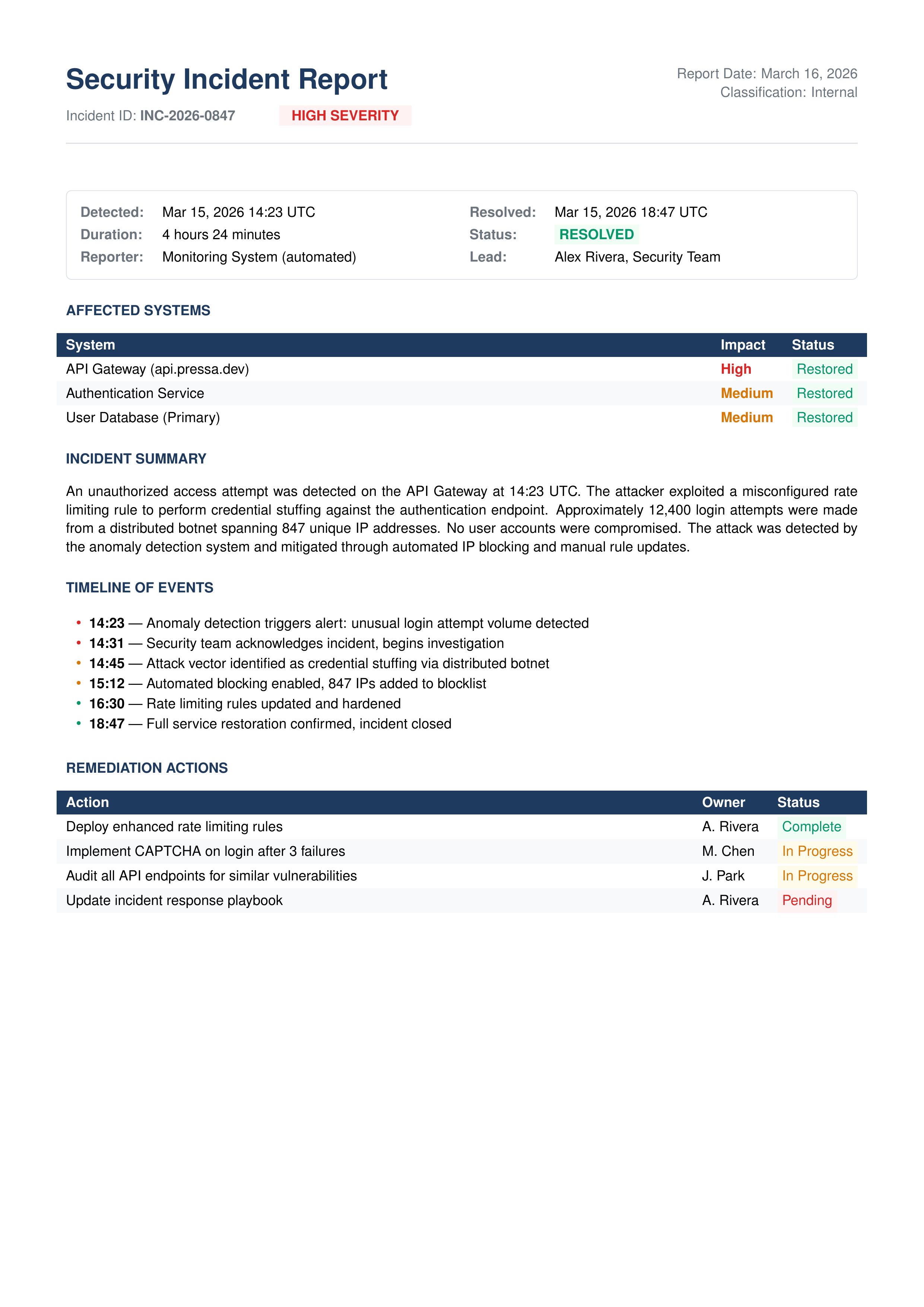 Security Incident Report PDF example